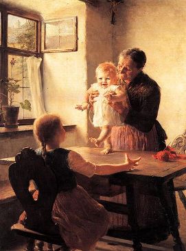 The "First" milestone in every human life ... the one that family members don't want to miss ... is a baby's first steps.  This painting, "The First Steps" painted by Georgios Lakovidis in 1893 captures that moment.  All other occurrences in our collective human history happen a "first time" and this site is dedicated to celebrating those milestones ... "Firsts".